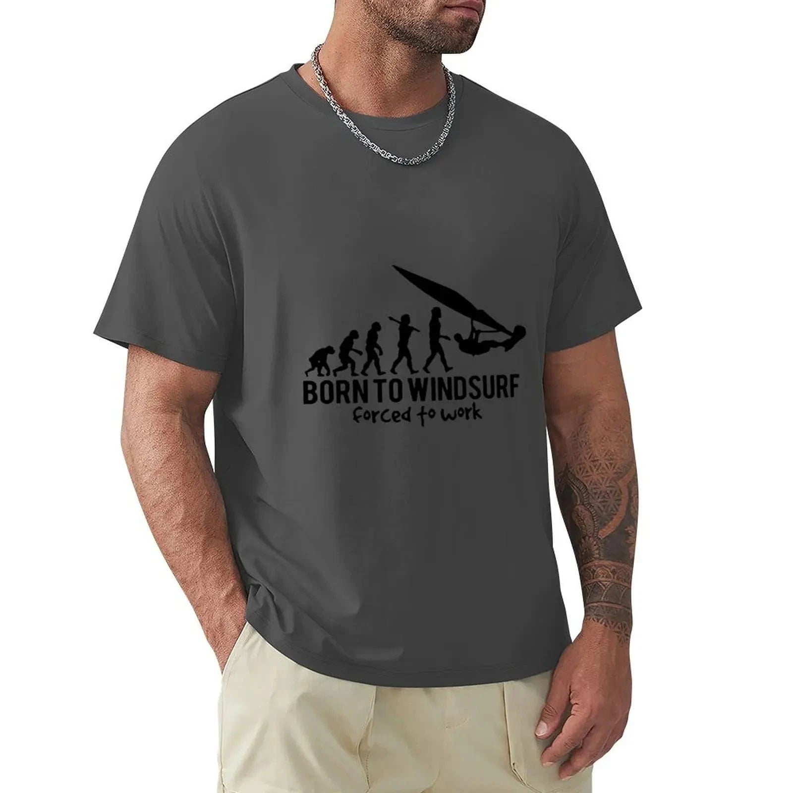 Windsurfing Gifts and Gear T-Shirt Dark Gray / L Born to Windsurf Gift Premium T-Shirt