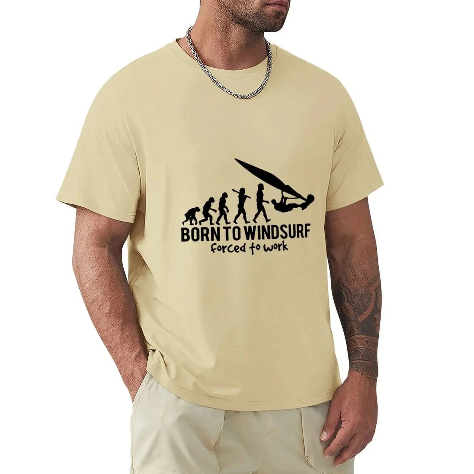 Windsurfing Gifts and Gear T-Shirt Sand Colour / M Born to Windsurf Gift Premium T-Shirt